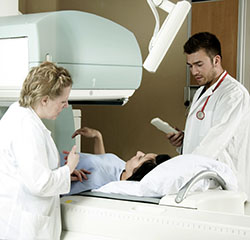 Patient with radiologist