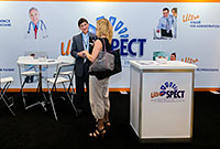 ASNC attendees visit the UltraSPECT booth at this year’s event in September.
